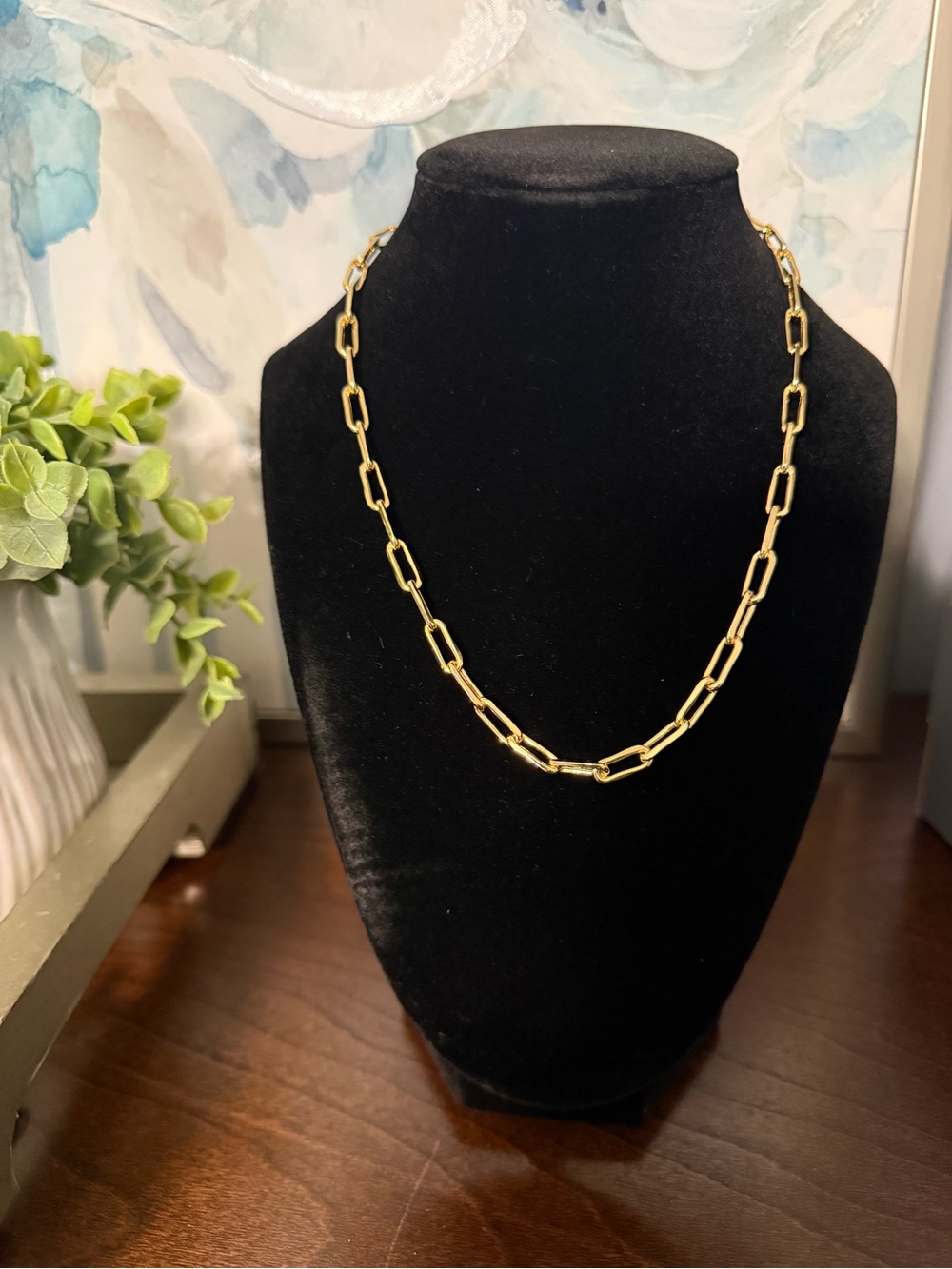18K Gold Plated Sterling Silver Paperclip Link Necklace 18”